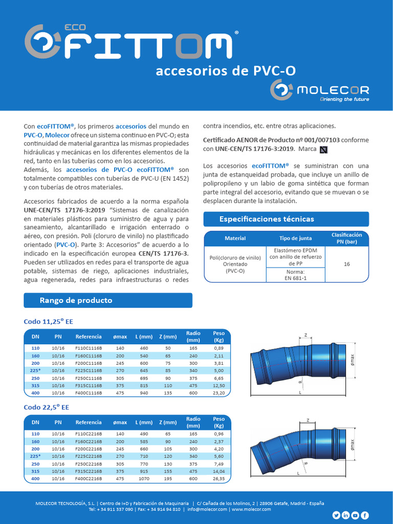 FITTOM Technical Sheet ES | PDF | Tubería (transporte de fluidos ...