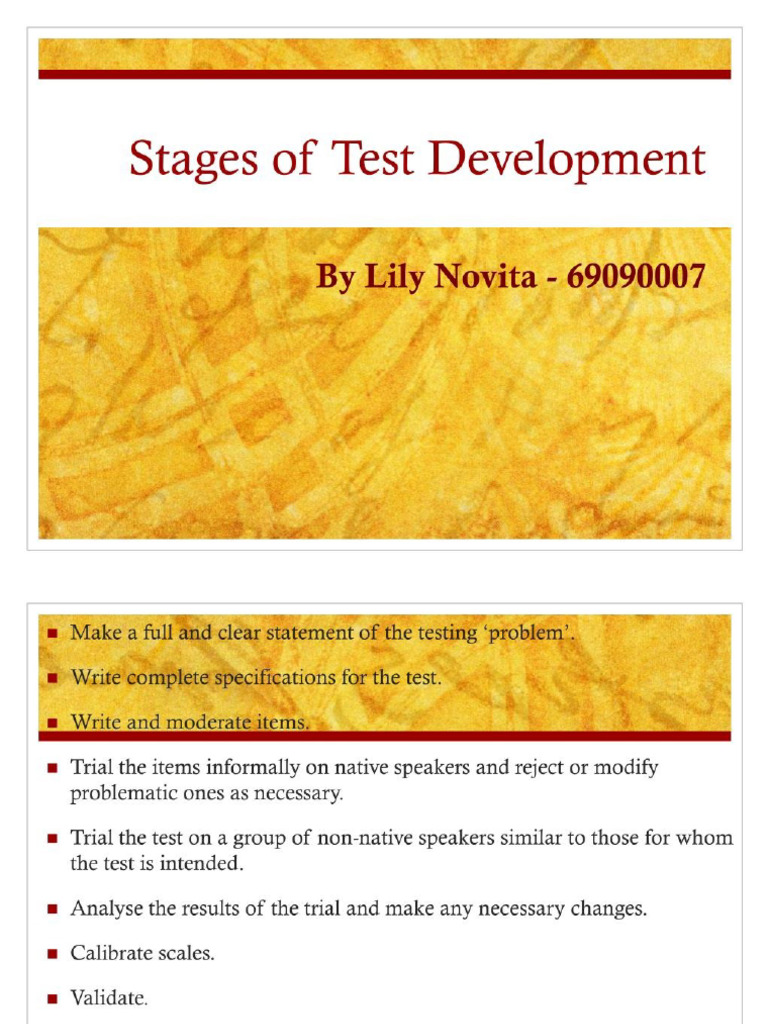 Stages of Test Development | PDF