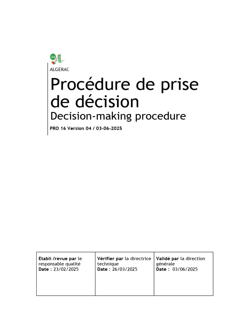 PRO 16 Procédure de Prise de Décision | PDF | Management de la qualité