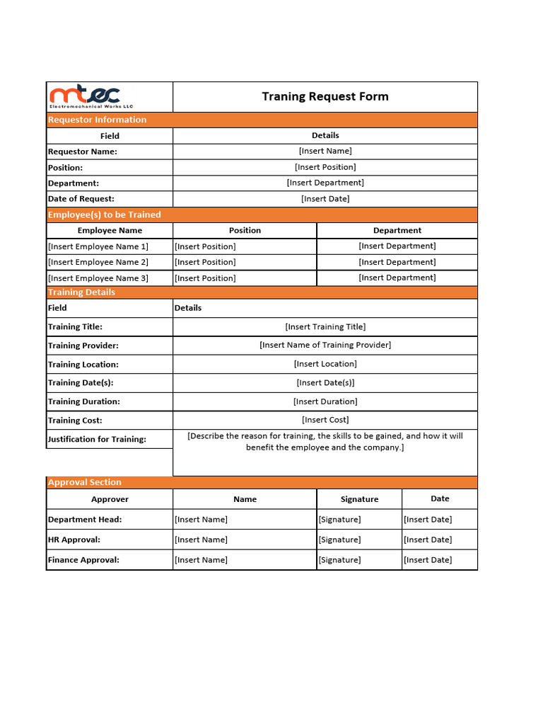 Traning Request Form | PDF