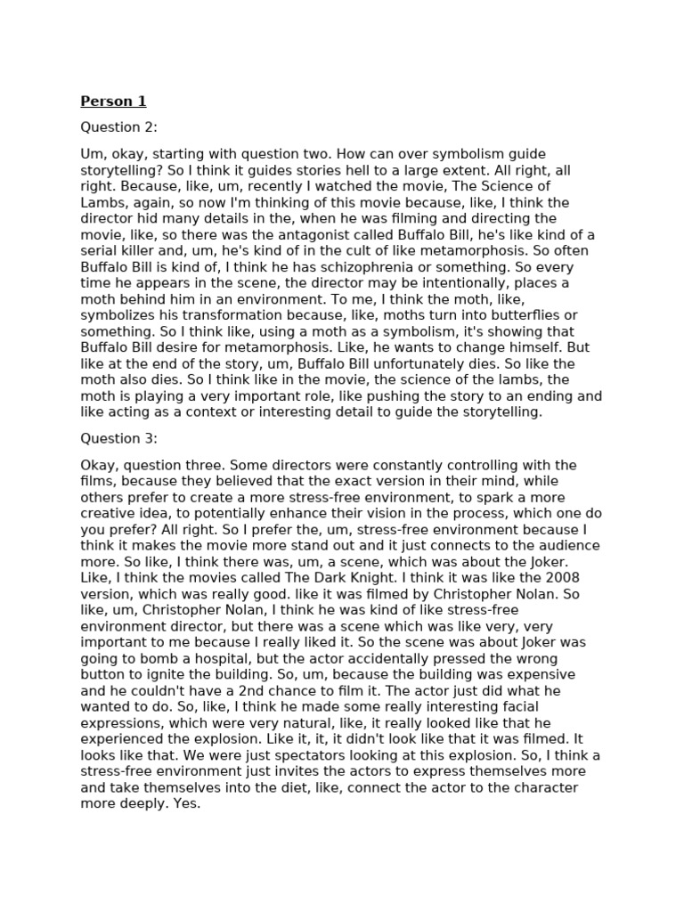 Transcript For The Interviews | PDF | Psychology