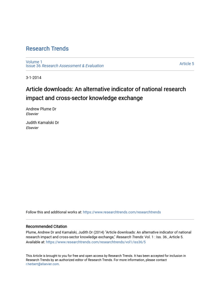 Article Downloads - An Alternative Indicator of National Research | PDF ...