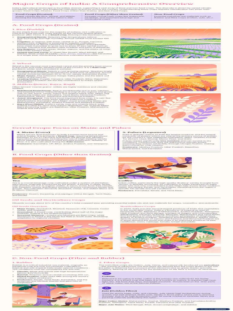 Major Crops of India A Comprehensive Overview | PDF | Cereals | Crops