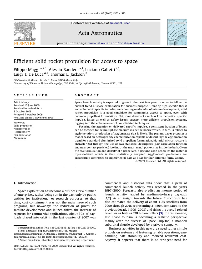Efficient Solid Rocket Propulsion For Ac | PDF | Rocket Propellant | Rocket