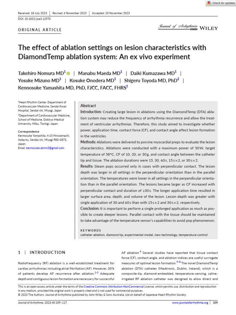 The Effect of Ablation Settings On Lesion Characteristics With ...