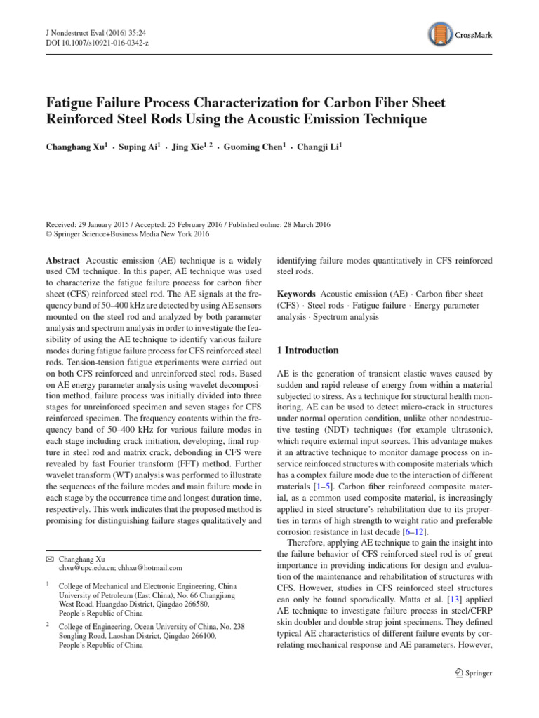 Fatigue Failure Process Characterization For Carbon Fiber Sheet ...
