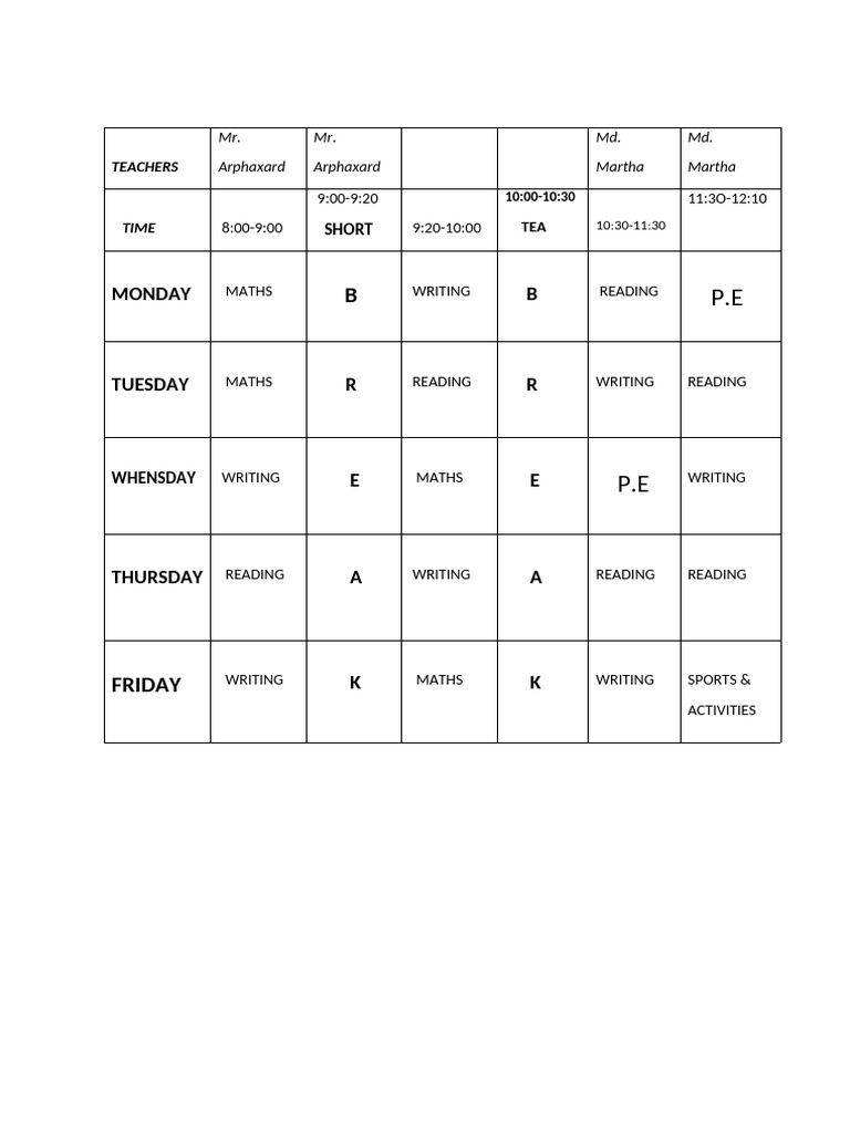 Time Table | PDF