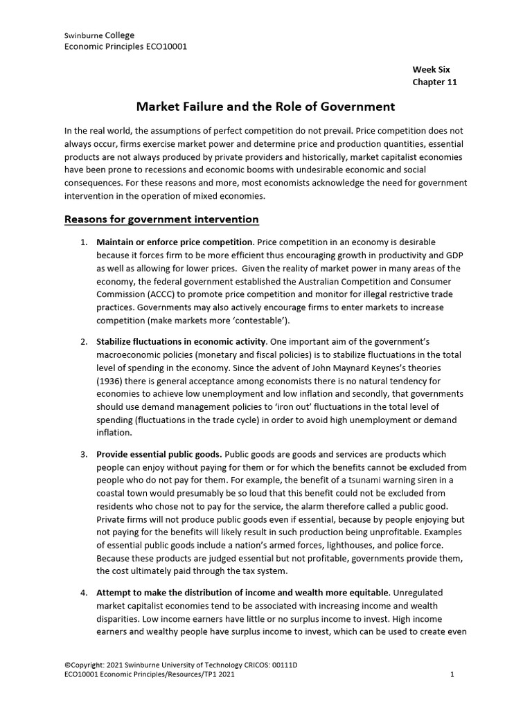 Wk6 Market Failure and Govt Intervention Workbook | PDF | Externality ...