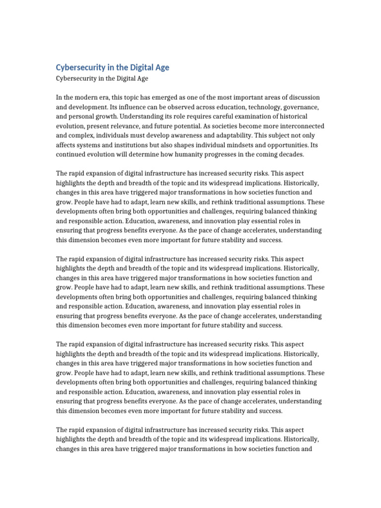 Cybersecurity in The Digital Age | PDF | Innovation | Cognition