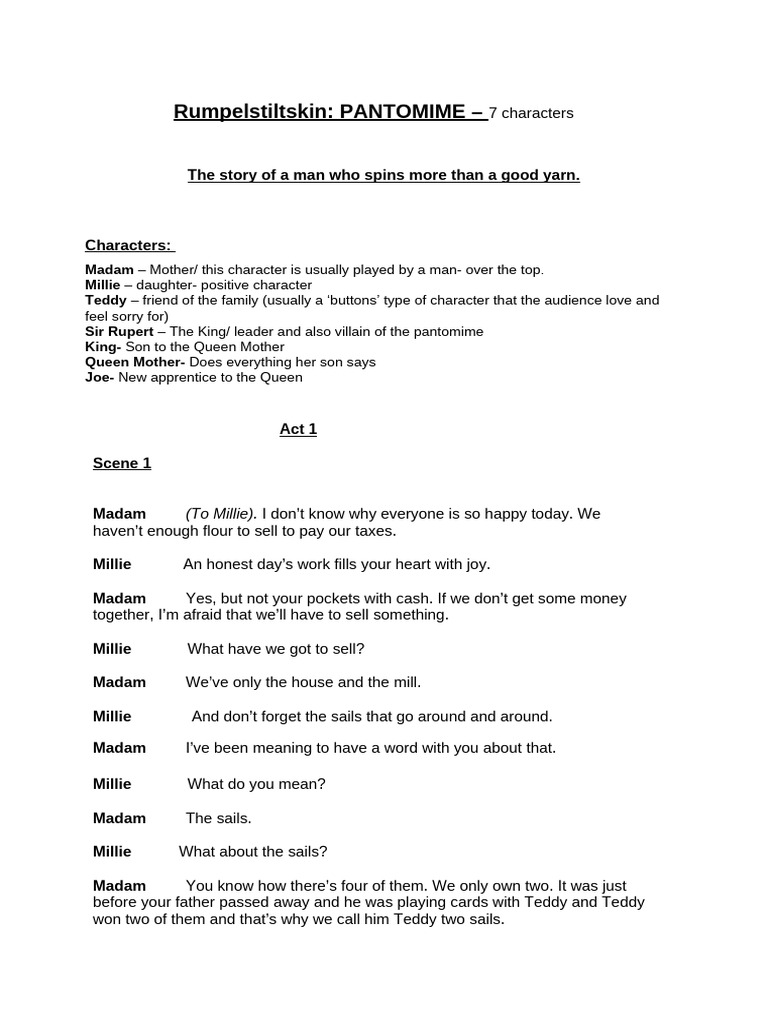 Rumplestiltskin Panto Sample | PDF