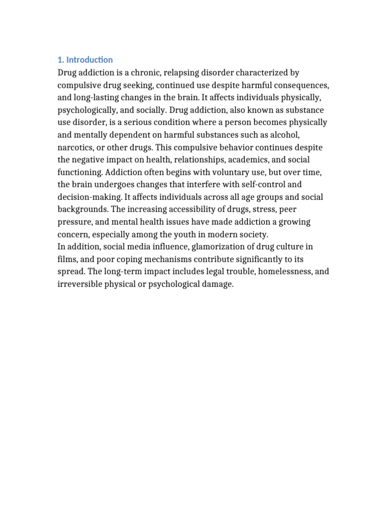 Drug Addiction Project Syed | PDF | Substance Abuse | Psychoactive Drugs