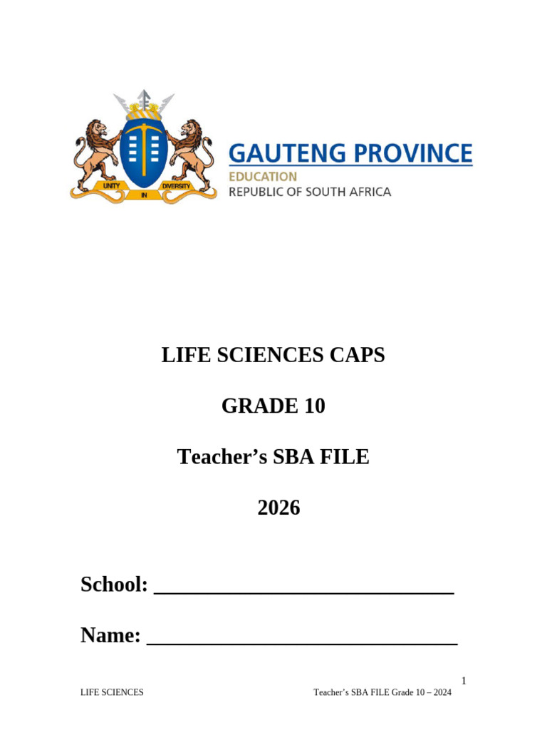 Gr.10 Teacher Assessment File 2026 | PDF | Multiple Choice | Question