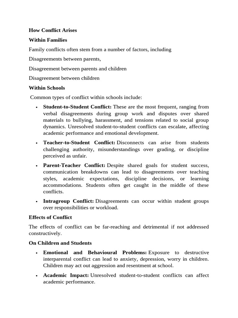 Conflicts in The Family | PDF