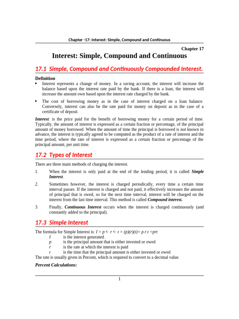 Final Checked 17 - Interest Simple, Compounded and Continuous | PDF ...