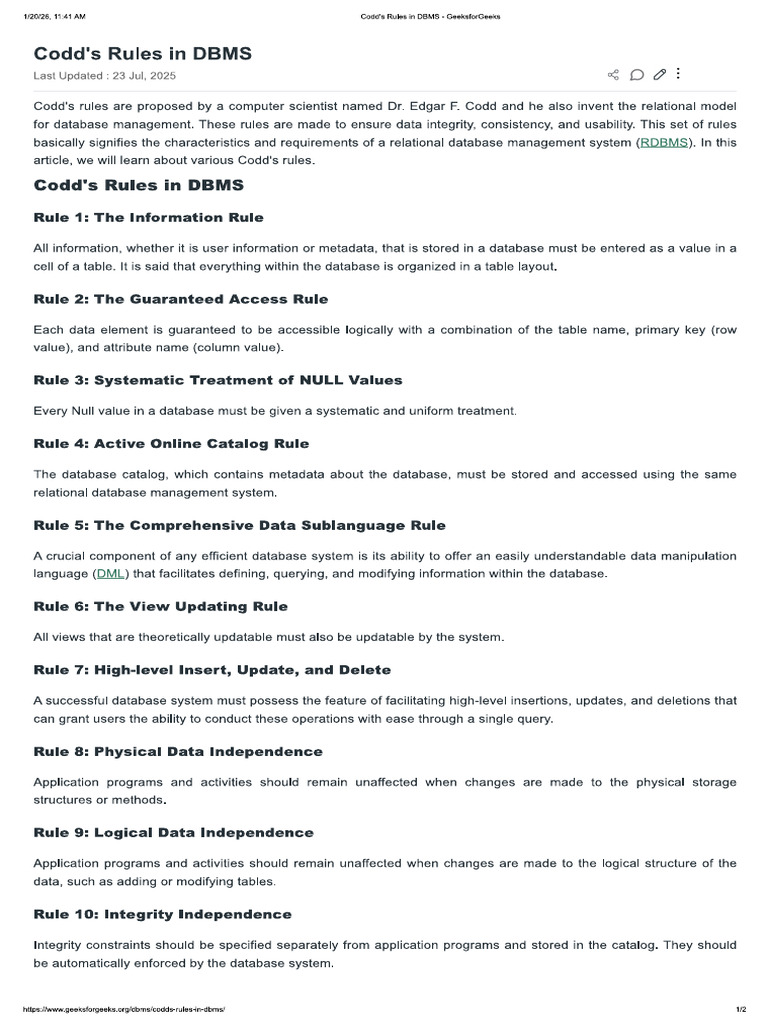 Codds Rule | PDF
