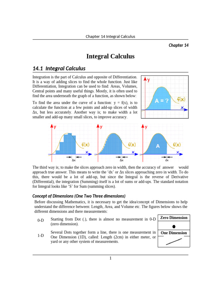 Final Checked 14 - Integral Calculas | PDF | Area | Integral