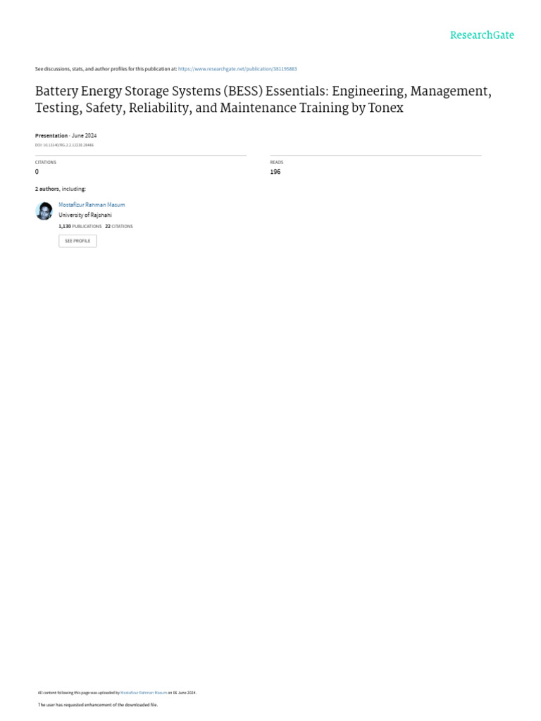 Battery Energy Storage Systems Bess Essentials Engineering | PDF ...