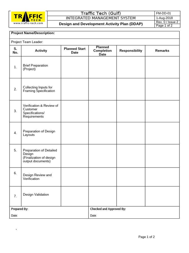 FM-DD-01 Design & Development Activity Plan | PDF | Specification ...