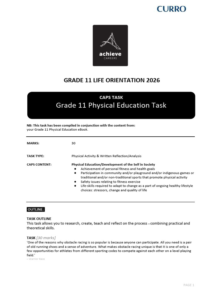 CNL - Grade 11 LO - Term 1 Physical Education Task | PDF | Physical ...
