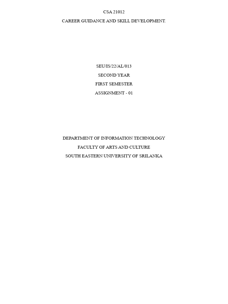 CSA 21012 Career Guidance and Skill Development | PDF | Leadership ...