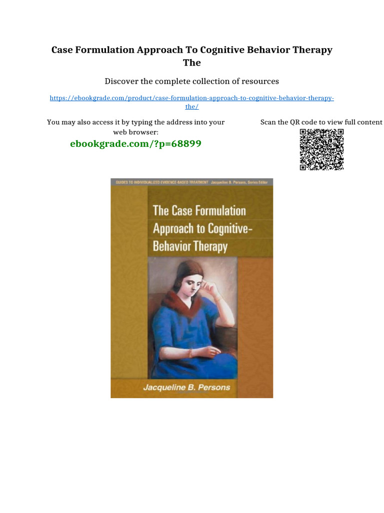 Case Formulation Approach To Cognitive Behavior Therapy The Available ...
