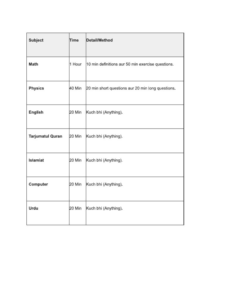 Time Table | PDF