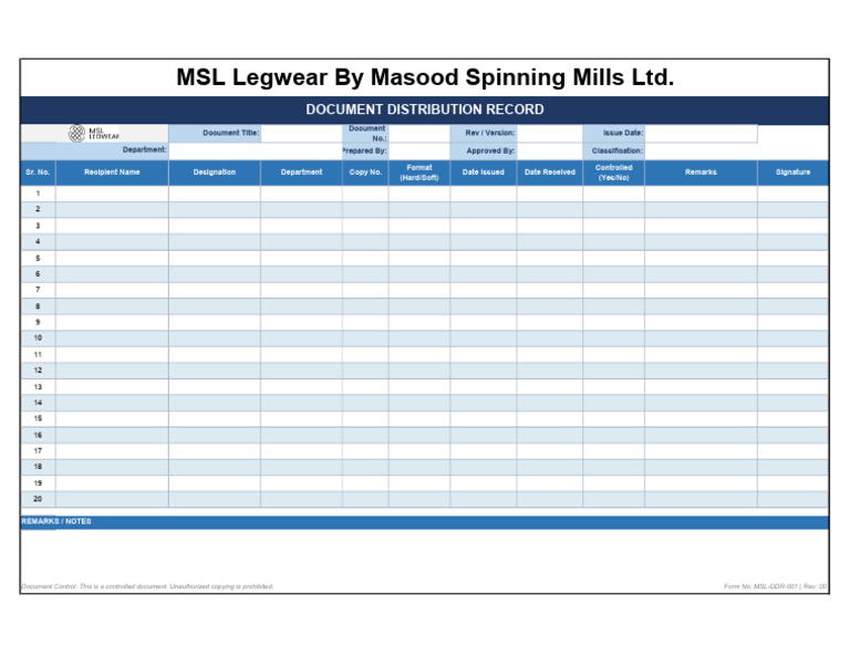 Document Distribution Record | PDF