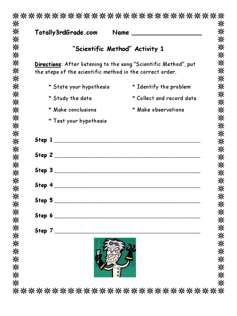 25rd Grade - Scientific Method Worksheet  PDF  Scientific Method Throughout Scientific Method Story Worksheet Answers