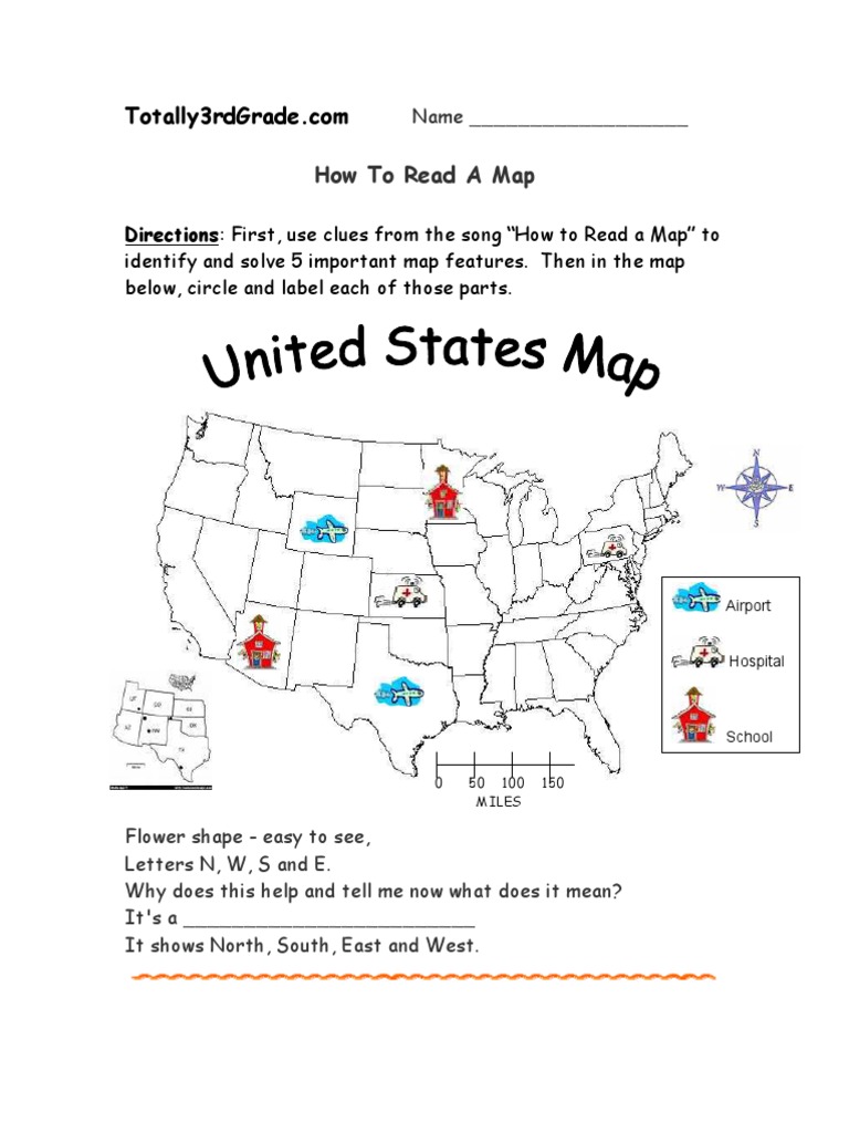 22rd Grade - How To Read A Map Worksheet  PDF  Map  Teaching Intended For Parts Of A Map Worksheet