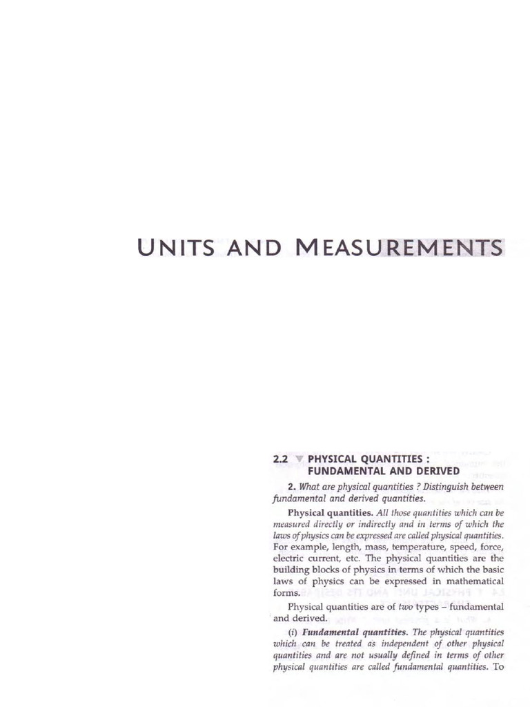 Chapter 1 Units and Measurement | PDF | Significant Figures | Quantity