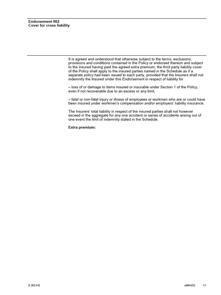 002 Cross Liability | PDF