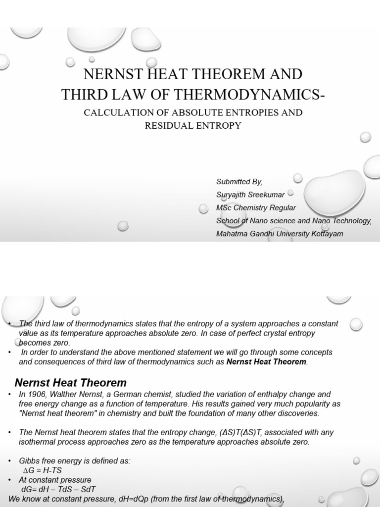 Nernst Heat Theorem and Third Law of Thermodynamics | PDF | Entropy ...