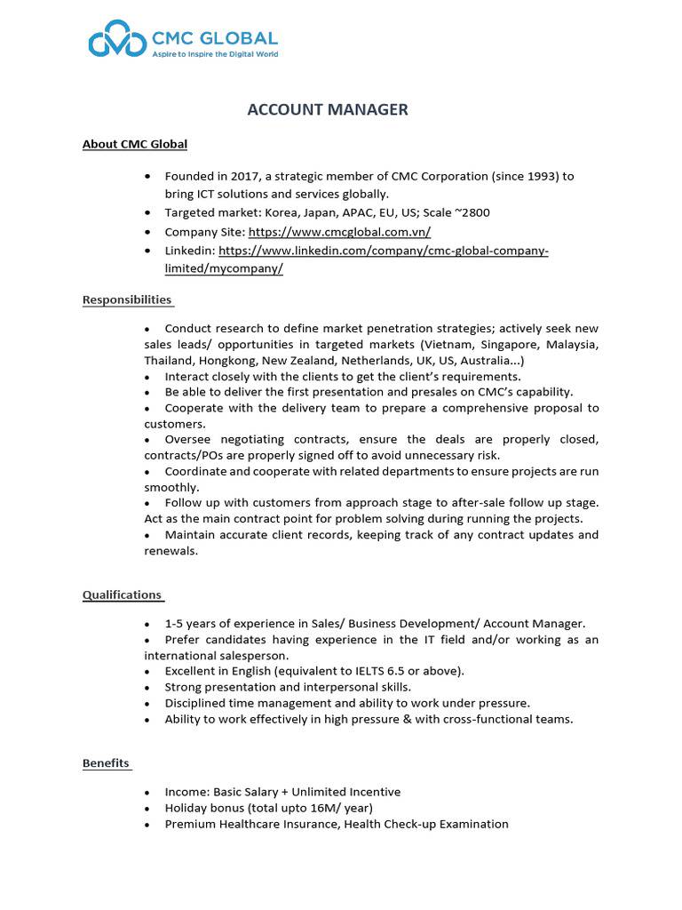 CMC Global - Account Manager 2025 | PDF | Business | Economies