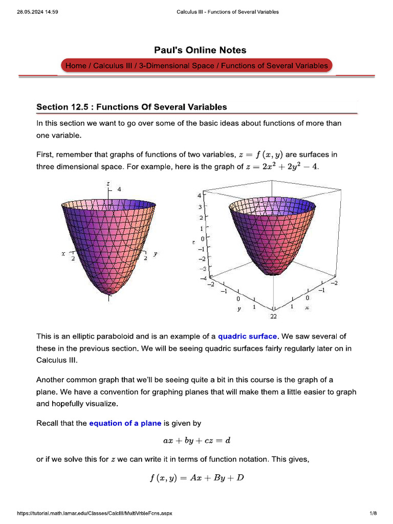 Functions of Several Variables 240630 095948 | PDF