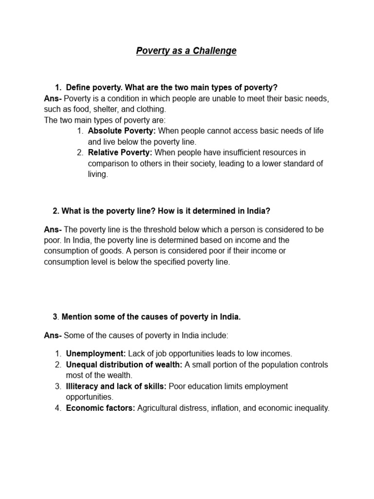 Basic Assignment - Poverty As A Challenge SOLUTION | PDF | Poverty ...