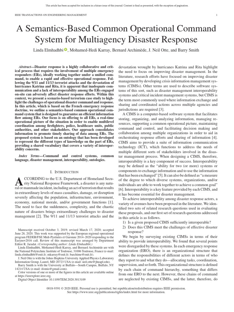A Semantics-Based Common Operational Command System For Multiagency ...