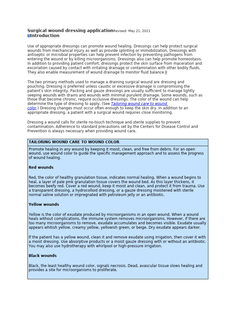 Surgical Wound Dressing Notes | PDF | Wound | Joint Commission