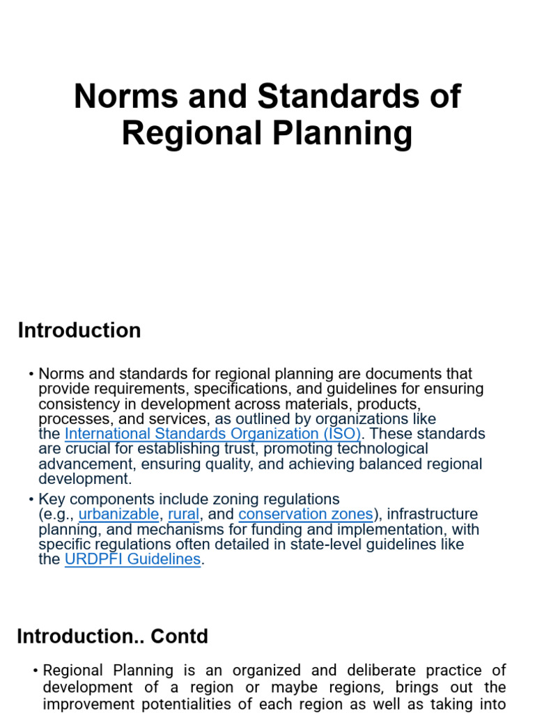 Norms and Standards of Regional Planning | PDF | Standardization ...