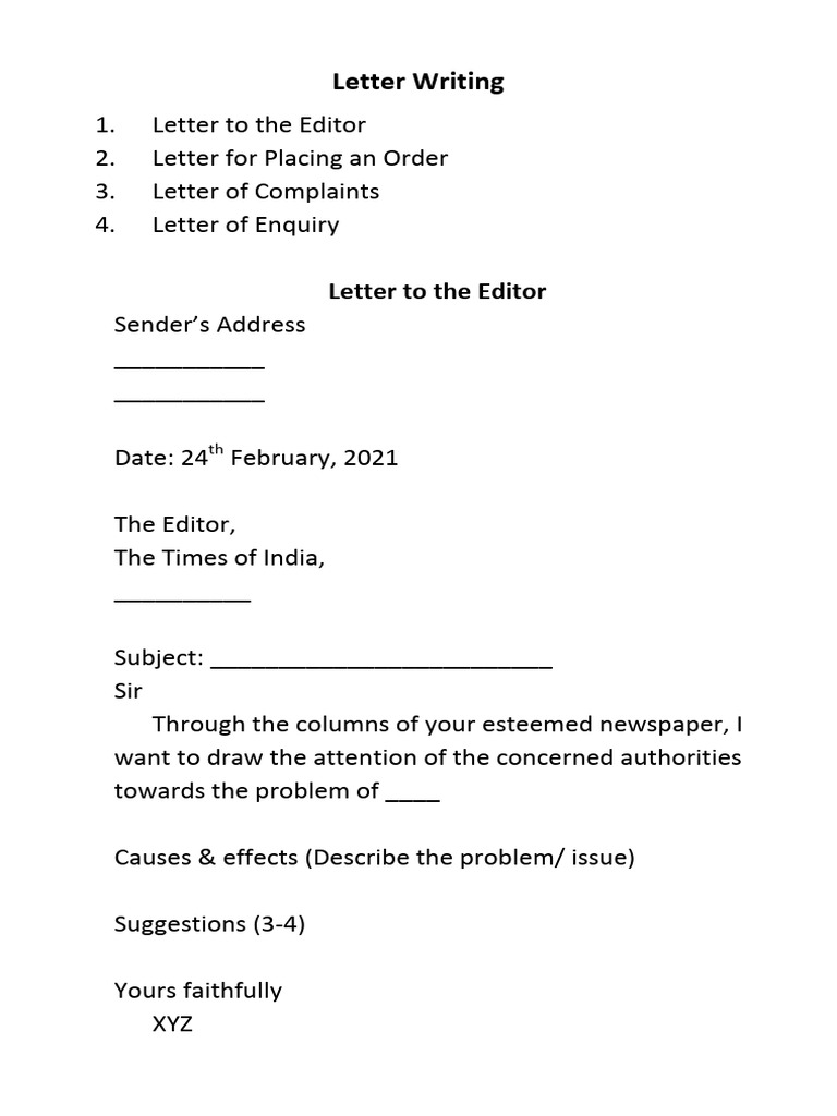 Letter Writing (4 Types of Letters) | PDF