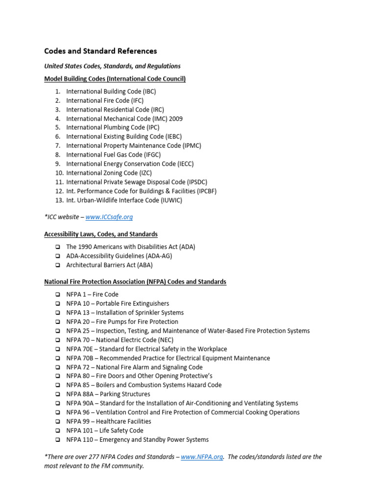 Codes and Standard References | PDF | Safety | Construction Law