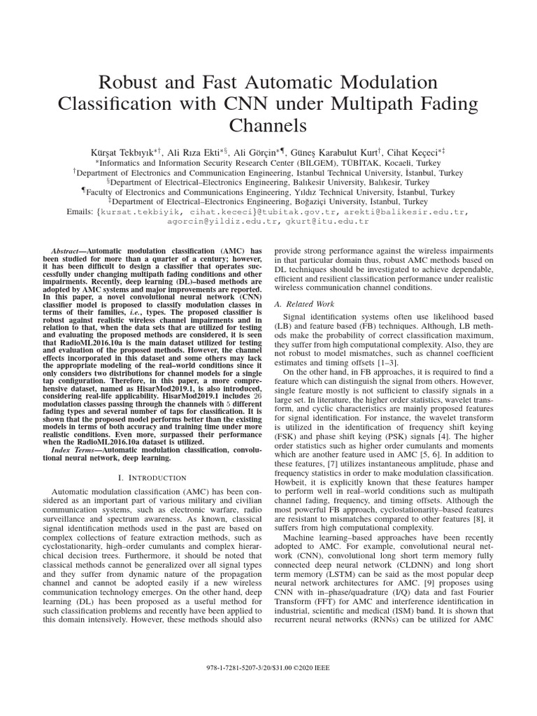 Robust and Fast Automatic Modulation Classification With CNN Under ...
