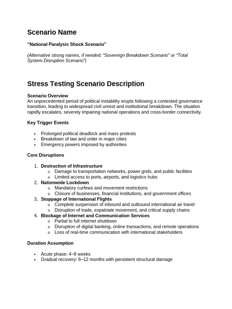 Stress Testing Scenario Operational Risk | PDF
