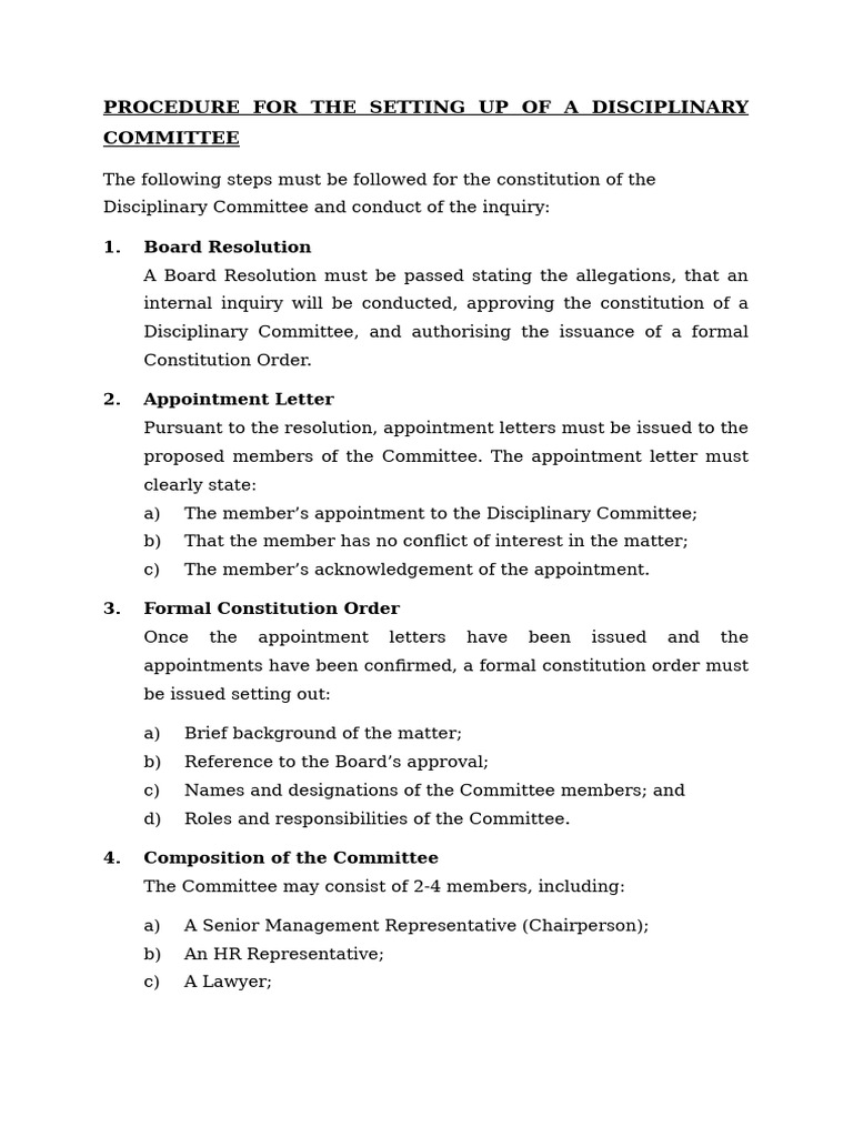 Note - Procedure To Set Up A Committee | PDF | Inquiry | Government