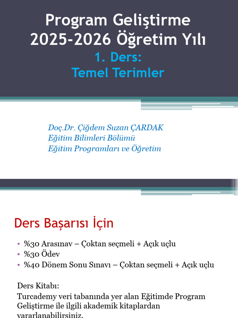 Ders1 - Program Geliştirme İle İlgili Temel Kavramlar | PDF