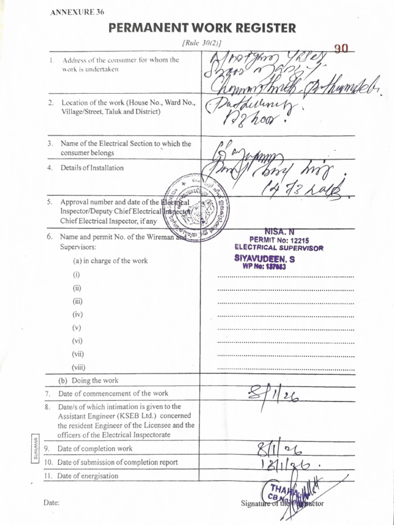 Permanet Work Register | PDF