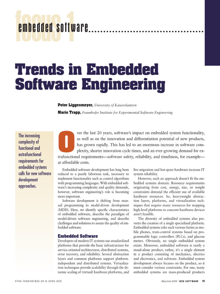 Trends in Embedded Software Engineering | PDF | Reliability Engineering ...
