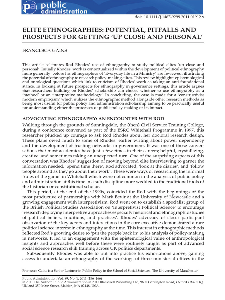 Ethnographies of Elites | PDF | Ethnography | Anthropology