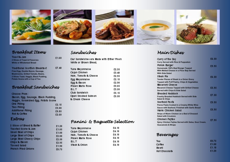 Breakfast and Main Dishes Menu | PDF