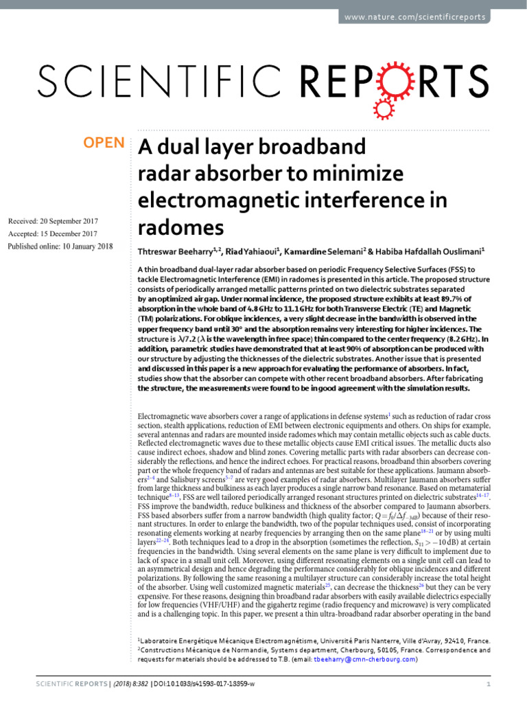 A Dual Layer Broadband Radar Absorber To Minimize | PDF | Resonance ...