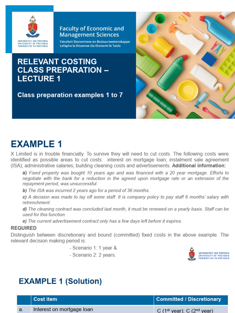 2026 - Relevant Costing - Class Preparation (Examples With Solutions ...